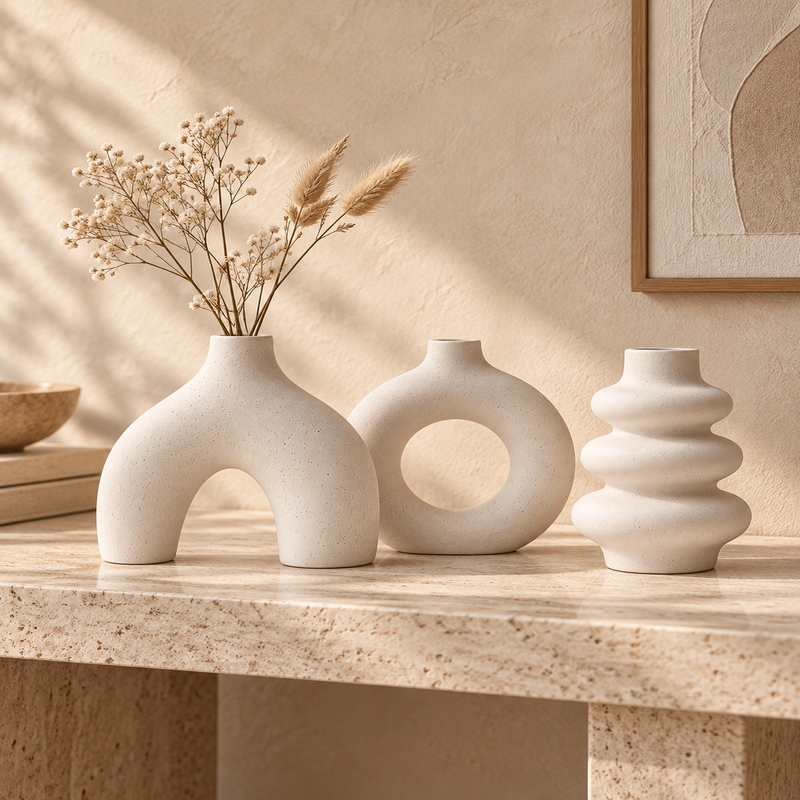 Modern White Ceramic Vase Set