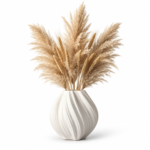 Matte White Spiral Ceramic Decorative Vase
