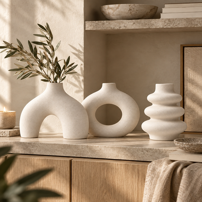 Modern White Ceramic Vase Set