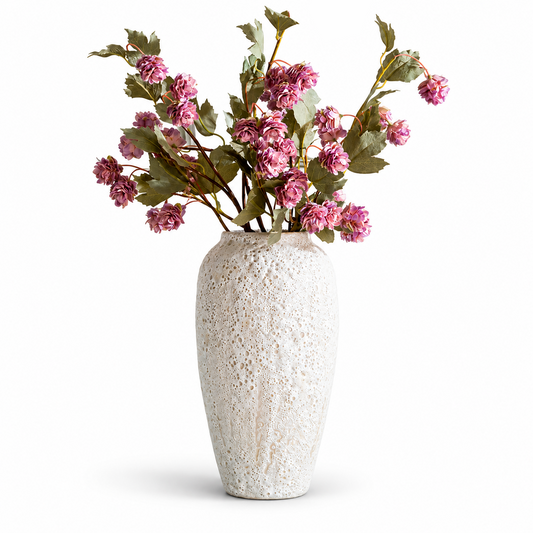 White Textured Handmade Ceramic Decorative Vase