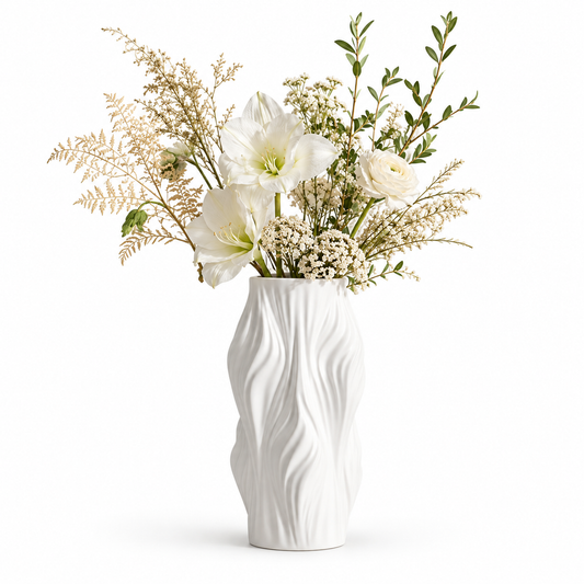 White Sculptural Irregular Ceramic Decorative Vase