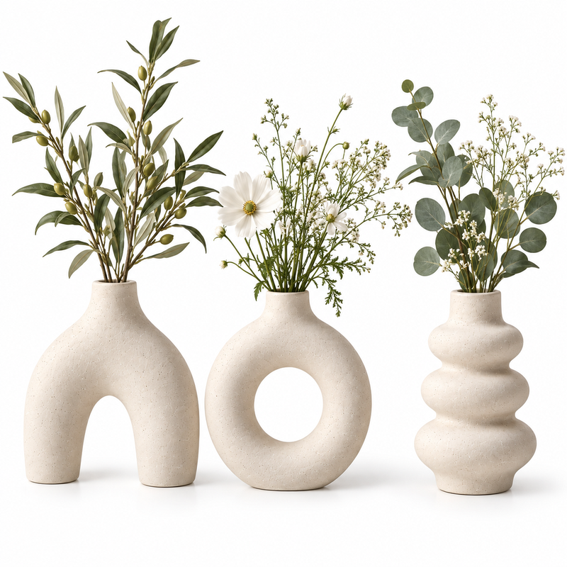 Modern White Ceramic Vase Set